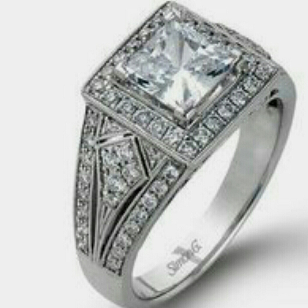 2.25tcw 18k Simon G Engagement & Wedding ring